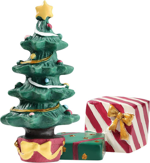 Christmas Aquarium Decoration Set: Christmas Fish Tank Decorations Xmas Tree Figure Present Box Miniature Resin Micro Landscape Ornaments for Fish...