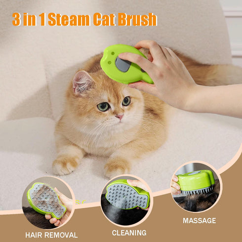 Cat Steam Brush,3 in 1 Steamy Cat Brush for Shedding,Steamy Cat Brush for Long & Short Haired Cats & Dogs, Pets Grooming Portable Pet Hair Removal...