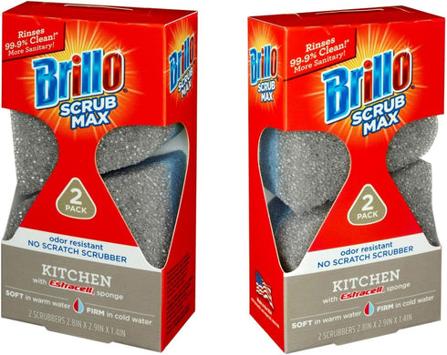 Brillo Scrub Max Heat Activated Sponges, Strong & Long Lasting, Innovative Technology, 2 Count (2 Count (Pack of 3), Kitchen)...
