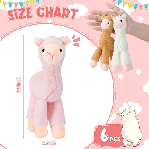 6 Pcs Mini Llama Stuffed Animals 7.87 Inches Alpaca Animal Stuffed Dolls Keychain Cute Tiny Llama Plush Stuffed Toys for Boys and Girls, Birthday ...