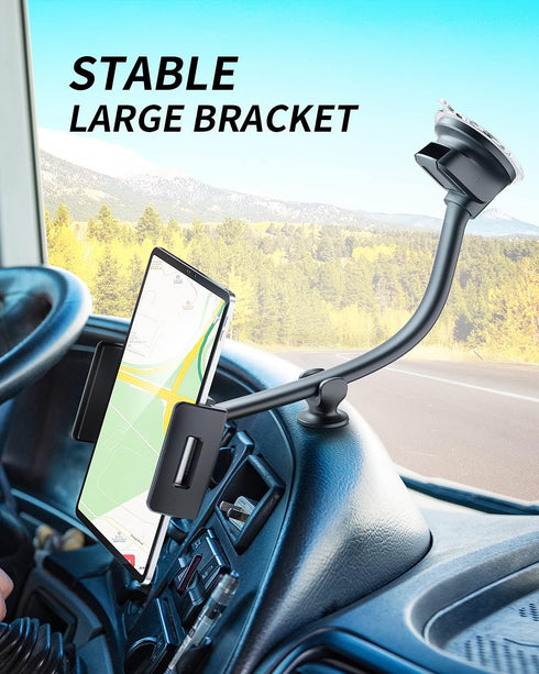 Tablet Car Mount Windshield Dashboard, Suction Cup Long Gooseneck Tablet Holder for Car, Truck, SUV, Compatible with 7-12.4 Inch Tablet/iPad/Samsu...