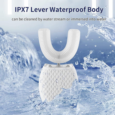 Ultrasonic Toothbrush Adult Electric Toothbrush?Sonic Toothbrush 360° Oral Cleaning Wireless Charging & LED Light|IPX7 Waterproof U-Shaped Brush H...