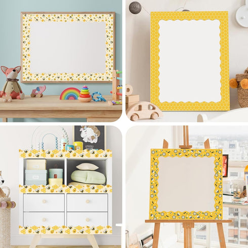 84ft Bee Bulletin Board Borders Bee Classroom Decorations, Cartoon Bee Honeycomb Yellow Black Scalloped Border Trim for Teacher Back to School Sup...