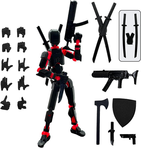 (Assembly Completed) 3D Printed Figure 5.54-inch Dummy13 with Weapon Expansion Set, Full Body Mechanical Movable Toy, Desk Decoration. (Black)...