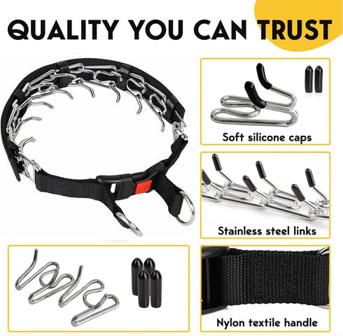 Prong Dog Collar, Martingale Collar for Dog,No Pull Dog Walking Training Collar,Adjustable Tactical Dog Collar with Heavy Duty Metal Buckle (L (Ne...