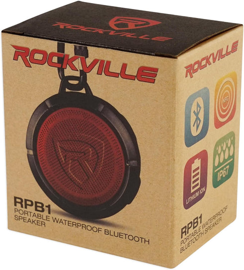 Rockville RPB1 10W Waterproof Bluetooth 4.0 Speaker w/NFC, IPX67 Rated, Compact & Rugged, 10 Hr Playback - Ideal for The Shower, Beach, Camping & ...