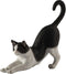 Veronese Design 4 7/8 Inch Black and White Cat Stretching Resin Hand Painted Figurine...
