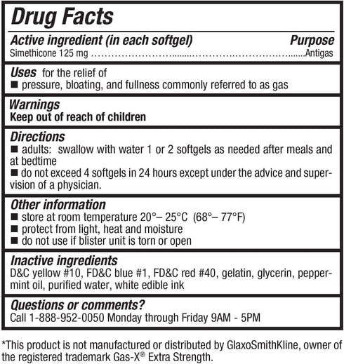 HealthA2Z® Gas Relief Simethicone | 125mg | Extra Strength | Relieves from Stomach Discomfort and Gas | Anti Flatulence | Relieves Gas Fast and Bl...