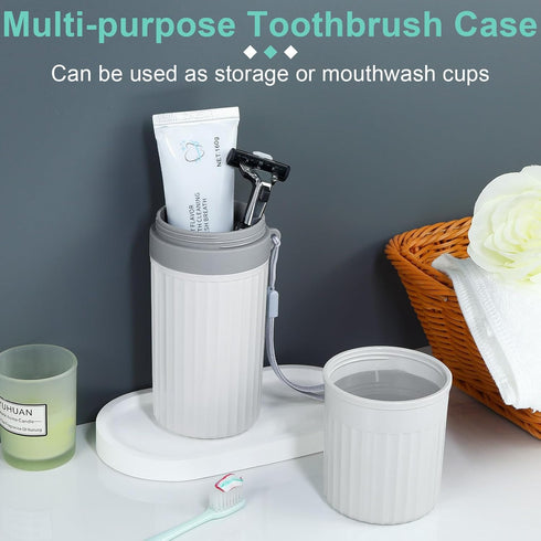 Travel Toothbrush Holder, Large Travel Toothbrush Cup Case, Portable Travel Toothbrush Toothpaste Makeup Storage for Business Trip Camping School ...