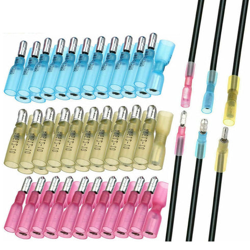 200PCS Heat Shrink Bullet Connectors, Automotive Female & Male Connectors Bullet Terminals,Insulated Waterproof Marine Electrical Wire Splice Crim...