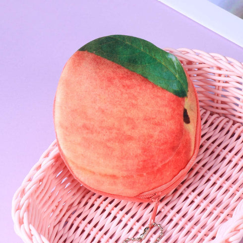 SUPVOX Coin Pouch with Keychain Cute Juicy Peach Fruit Shape Soft Plush Coin Purse Change Cash Bag Zipper Small Purse Wallets for Women Girls...