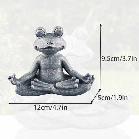 Zen yoga frog meditation frog miniature statue slimming frog fitness frog garden statue frog decoration for lawn & garden decoration (premium gray...