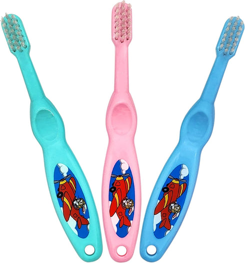 Baby Toothbrush- Soft Bristles – Set of 3 Toddler Toothbrush for Boys and Girls –Cute Colors and Designs Great Gift for Baby's and Toddlers...