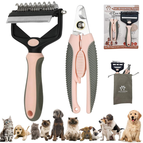 Dog Shedding Brush Comb Cat Brush Rabbit Brush for Long Short Haired,Dog Undercoat Rake Cat Comb Pet Dematting Deshedding Brush Bonus Pet Nail Cli...