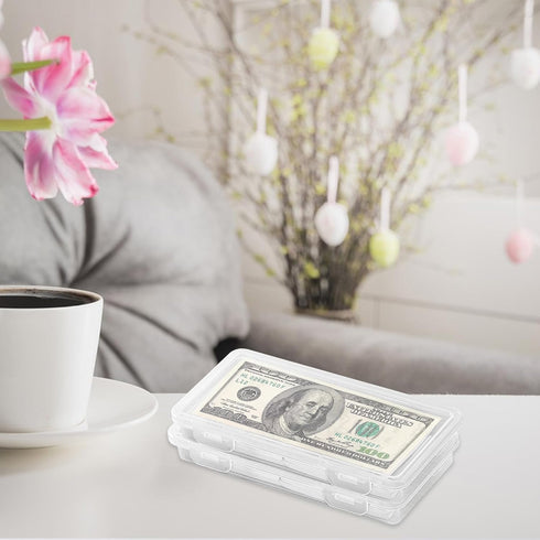 2 PCS Plastic Storage Case with 100 PCS Clear Paper Money Holder, Thicken Paper Money Currency Collection Sleeves Protector Bag with Money Storage...