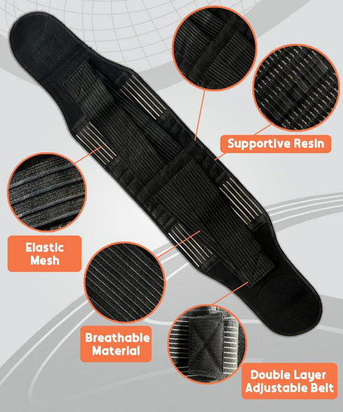 FESAS Breathable Back Brace with Lumbar Pad - Support Belt for Lower Back Pain Relief, Suitable for Women & Men, Ideal for Herniated Disc & Sciati...