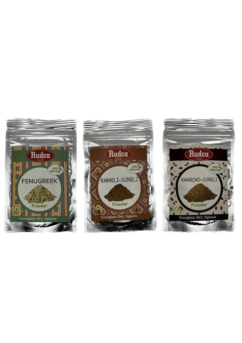 Rudca Food Mix Georgian Traditional Seasoning Kharcho Suneli, Khmeli Suneli, Utsho Suneli, 50g each bag...