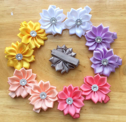 QandSweet 32 Pcs Girls Hair Clips Safety Clip Rhinestone Flower Barrettes for Toddler Girl Teens and Womens...