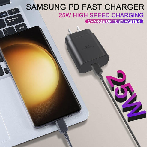 Samsung Super Fast Charger,3 Pack Type C 25W USB C Wall Charger Fast Charging with 10FT Long Type C to C Cable for Samsung Galaxy S24 Ultra/S24/S2...