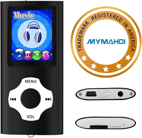 MYMAHDI Support TF Cards Slim 1.8" LCD Mp3 Mp4 Player Media/Music/Audio Player with Accessories Black...