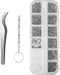 1100Pcs Eyeglasses Repair Kit, Tiny Sunglasses Screws, Glasses Screws and 5 Pairs Nose Pads with Micro Screwdriver Tweezer for Watch Clock Spectac...