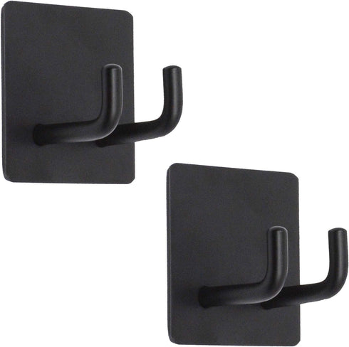 Adhesive Hooks, Bathroom Wall Towel Hooks, Black Stick Shower Razor Holder, Stainless Steel Door Hangers for Coat Loofah Robes Self Adhesive Organ...