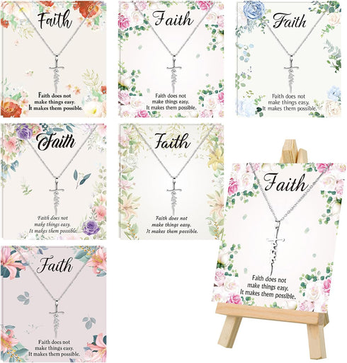 12 Sets Christian Cross Necklace Christmas Faith Cross Necklace for Women Religious Jewelry Faith Gifts Necklace with Bible Verses Cards for Chris...