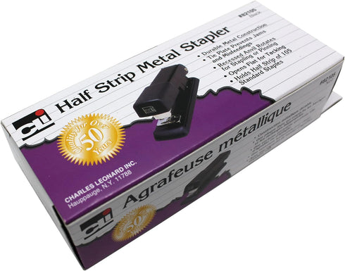 Charles Leonard Half Strip Stapler, Metal with Non-Skid Base, Black, 1 Each (82105)...