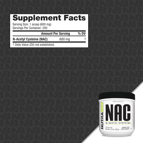 NutraBio N-Acetyl Cysteine Supplement (NAC) - 150 Grams Powder, 600mg Serving - Powerful Anti-Oxidant - Immune Support - No Fillers - Non-GMO - Gl...