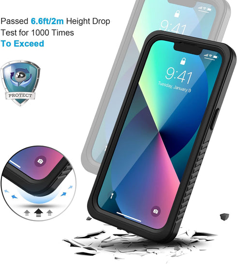 Lanhiem for iPhone 13 Case, IP68 Waterproof Dustproof Shockproof Cases with Built-in Screen Protector, Full Body Sealed Protective Front and Back ...