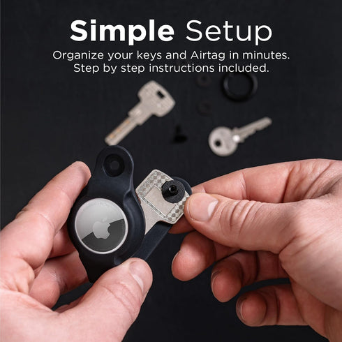 KeySmart AirTag Holder - Compact Key Organizer and Keychain for Apple AirTag - Silicone Case Attaches to Keys and Car Fobs - Black...