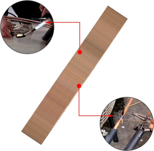 Copper Welding Rod, Selffluxing Phosphor Copper Round Welding Brazing Rod Low Temperature Easy Melt Welding Consumables for Air Conditioner Refrig...