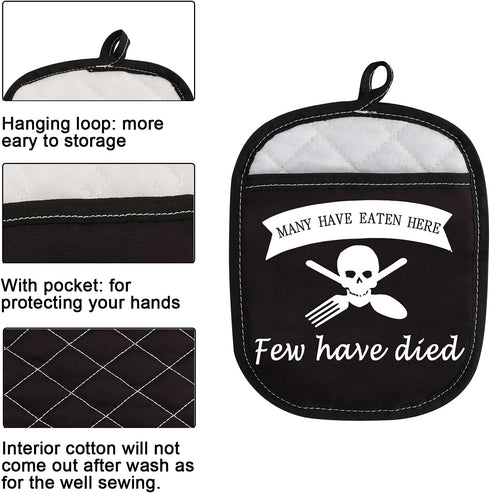 Funny Baking Oven Pads Pot Holder with Pocket for Baker Many Have Eaten Here Few Have Died (Few Have Died)...