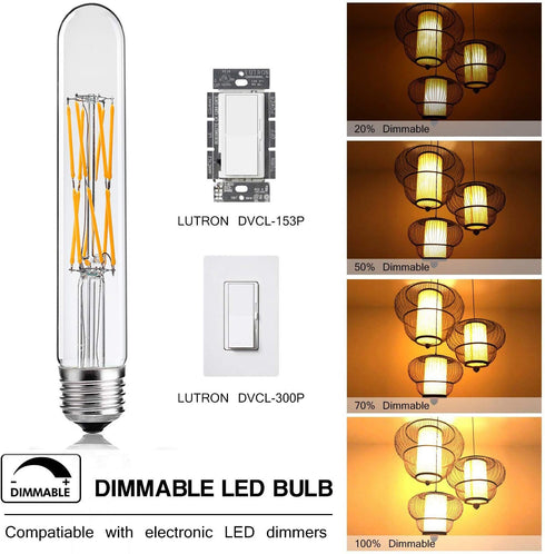Leools T10 Led Bulbs,12W Dimmable Tubular Led Bulb,100 Watt Equivalent Edison Style Vintage LED Filament Light Bulb, E26 Long Tube Bulb,2700K Soft...