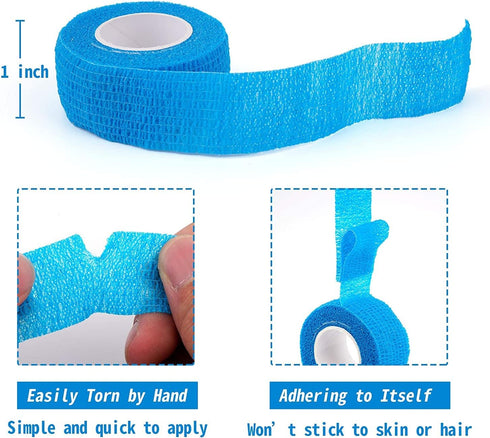 24 Pack Self Adherent Cohesive Wrap Bandages 1 Inches X 5 Yards, First Aid Tape, Elastic Self Adhesive Tape, Athletic, Sports wrap Tape, Bandage W...