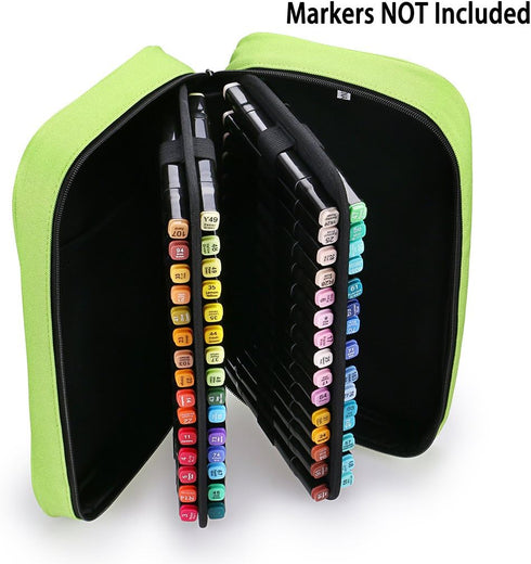 BTSKY Art Marker Carrying Case Lipstick Organizer-60 Slots Canvas Zippered Markers Storage for Touch Spectrum Noir Paint Sharpie Markers, Empty Wa...