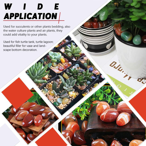 Hilitchi Reddish Brown Agate Stone Tumbled Stones for Plants Cacti & Succulents Bedding, Vase Filler, Landscape Bottom Decoration (About 1lb(455g)...