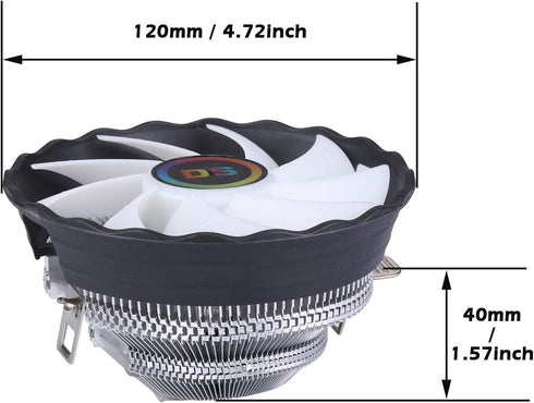 1500RPM Central Processing Unit (CPU) Fan, 120MM Aluminum Extruded CPU Cooling Fan for Computer CPU Cooling, for Intel LGA 1155 1151 775 1366 (Fix...