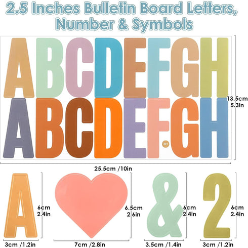 600 Pcs 36 Sheets Large Letter Stickers 2.5 Inch Self-Adhesive Letter Set Character Alphabet Stickers Letters for Bulletin Board Classroom Wall Do...