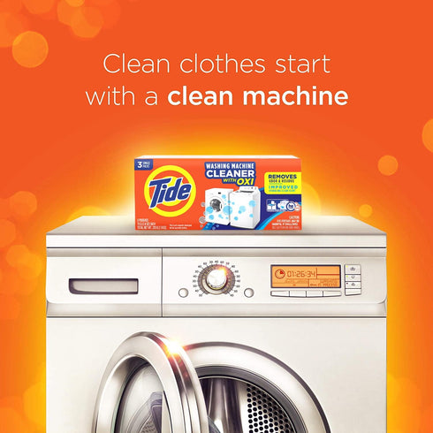 Washing Machine Cleaner by Tide, Washer Machine Cleaner with Oxi for Front and Top Loader Washer Machines, Deep Cleaning Odor Eliminator, 3 Month ...