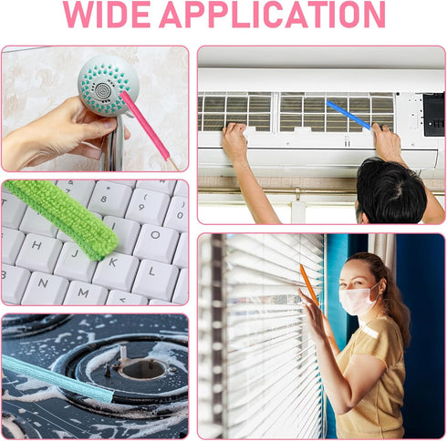 12PCS Microfiber Dusters Fan Cleaner Mini Detail Duster Sticks for Crevice Cleaning, Gap Dust Split Cleaner for Home Car Windows Vent Blind Fan an...