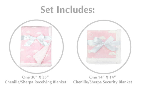 American Baby Company Heavenly Soft Chenille Sherpa Blanket Set, 3D Pink Cloud, for Girls...