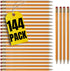 1InTheOffice Pre Sharpened Pencils #2, Pencils with Eraser, 2 HB, Wood-Cased, Black Lead, Yellow Barrel (144)...