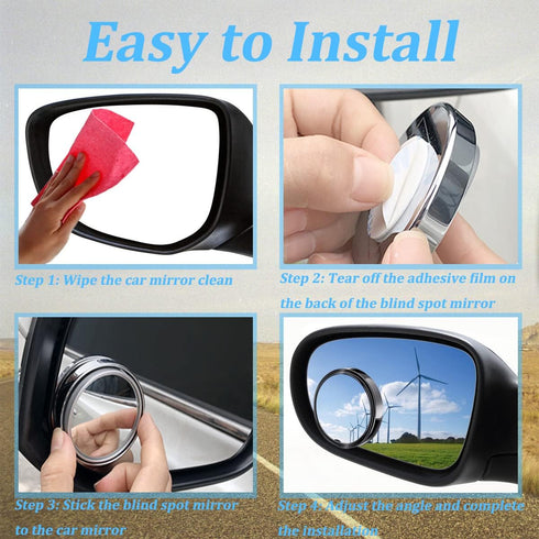 4 Pack Blind Spot Car Mirror 2 Inch Angle Adjustable HD Glass Round Side Rear View Convex Accessories with Frame for Car SUV Trucks Motorcycles...