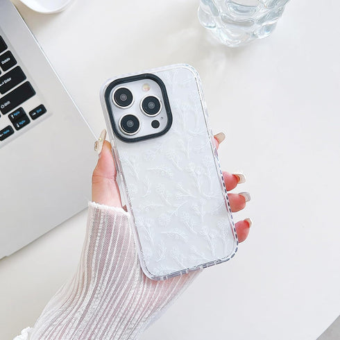 Designed for iPhone 15 Case,Cute Clear Silicone White Flowers,for Women Girls,Anti-Slip and Anti-Scratch Phone Case,(Compatible with iPhone 15 - C...