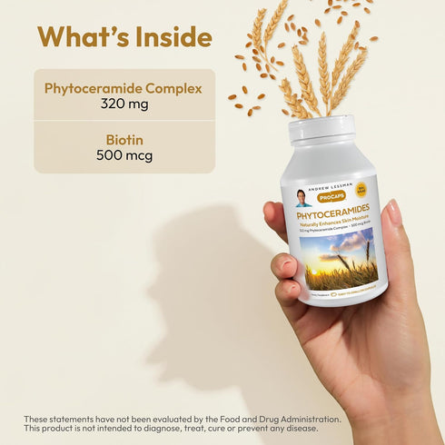 ANDREW LESSMAN Phytoceramides with Biotin 30 Softgels - Skin’s Vital Natural Internal Moisturizer. Naturally Enhances Soft, Smooth, Radiant Skin. ...