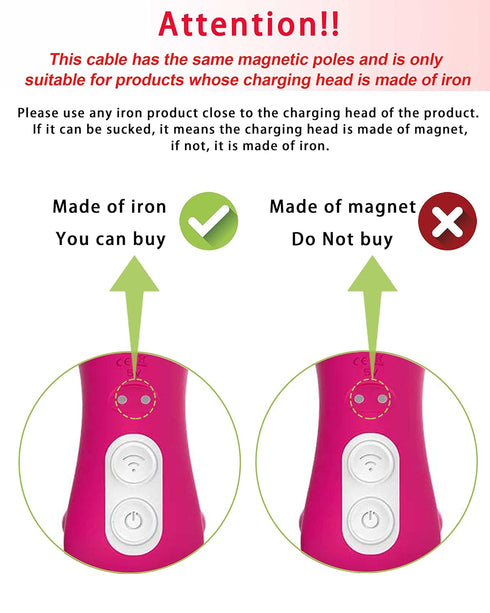 Bicmice Fast Magnetic Charger Cord for Rose and Most Magnetic Massagers DC Charging Cable with 2-Magnet Connector...