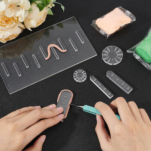 BENECREAT 6Pcs Acrylic Polymer Clay Tools, Snowflake & Arch Shape Polymer Clay Earring Make Guide Polymer Clay Cutters for Polymer Clay Jewelry Ma...
