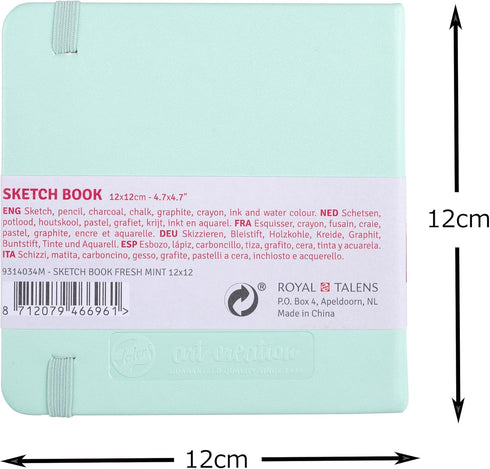 Talens Art Creation Sketch Book, Fresh Mint, 4.7 x 4.7, 80 Sheets (9314034M)...