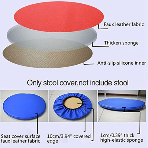 Levoberg Round Stool Cover Faux Leather Barstool Cushion Chair Slipcover 13.77inch Brown...